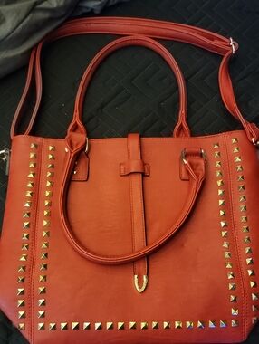 Women’s Red Studded Tote Bag - Stylish Everyday Carry